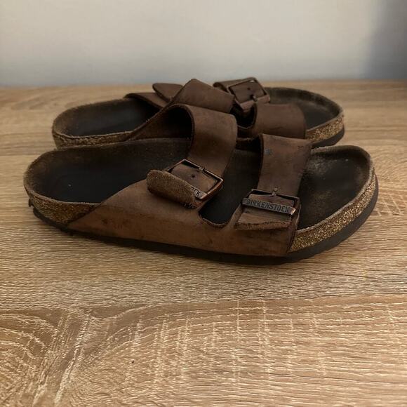 Birkenstock Arizona Brown Leather Sandals Size 7 US - Picture 2 of 6